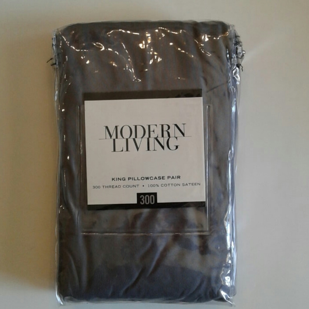 King Pillowcase Pair. Graphite  Cotten Sateen  NEW